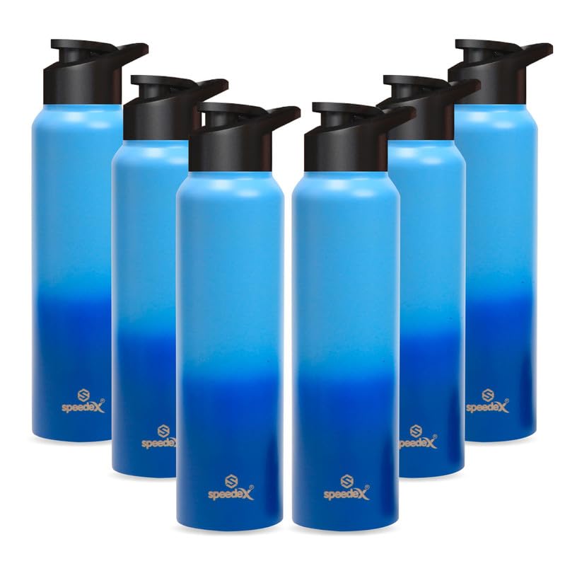 Speedex Stainless Steel Water Bottle 1 Litre, Leakproof Sipper Cap 1 Ltr, Dual Blue Blue, Bottles 1+ Litre for School, Gym, Office, Boys, Girls, Men, Women, Kids, Fridge 1Ltr - 1000 ml - Set of 6 (B0BD8VPP7C) Amazon Price History, Amazon Price Tracker