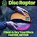 Disc Raptor - The Original Disc Golf Cleaning Tool with Microfiber & Turf | Flying Disc Golf Towel Accessories & Equipment | Patented Design (Emerald-Gray)