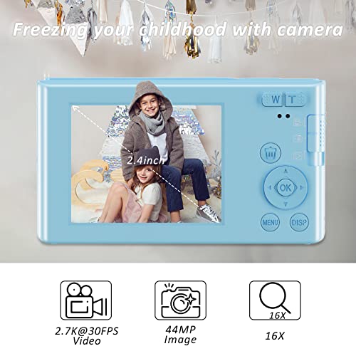 Digital Camera 4K 44Mp With 32Gb Sd Card, 2.4 Inch Point And Shoot Camera With 16X Digital Zoom, Compact Mini Camera Kids Camera For Teens Boys Girls Adults Students Seniors(Dc6-X3 Blue1) #TOP2