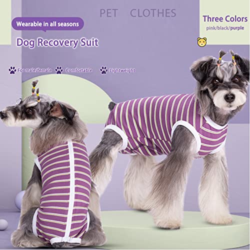 Image of Dog Recovery Suit After Surgery,Dog Surgery Recovery Suit for Abdominal Wounds,Dogs Onesie,Neuter for Male /Female Dogs Anti-Licking Substitute Elizabethan(DRS01-Purple-L)
