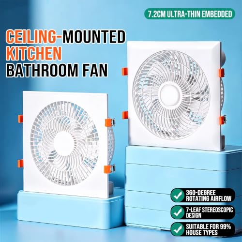 Ventilador de ventilación de techo empotrado con panel cuadrado de 30 cm y control remoto para cocina miniatura 5