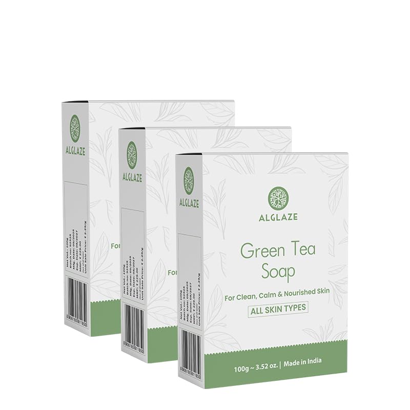 Image of Green Tea Soap With Shea Butter & Jojoba Oil | Cleanses, Calms & Nourishes | 100 g (Pack of 3)