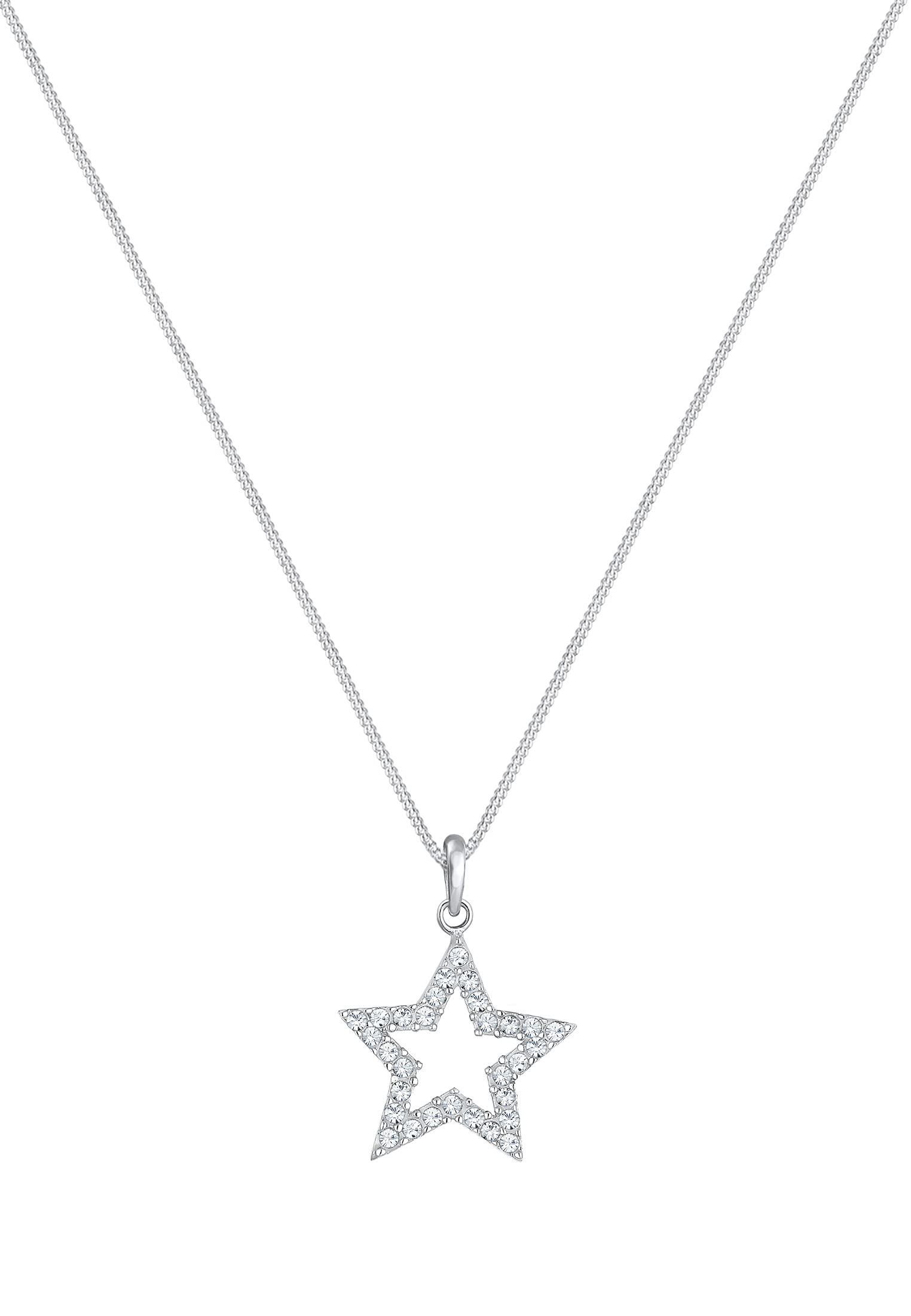 Elli Halskette Damen Stern Anhänger Astro mit Kristallen in 925 Sterling Silber