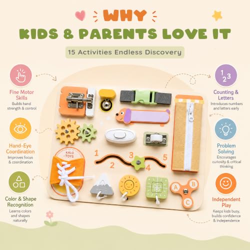 Montessori Busy Board for Toddlers, Wooden Sensory Toys, Preschool Learning Activities for Fine Motor Skills Travel Toy, Basic Life Skills Educational Gifts for 1 2 3 Years Old Kids Boys Girls (Green) - Image 8
