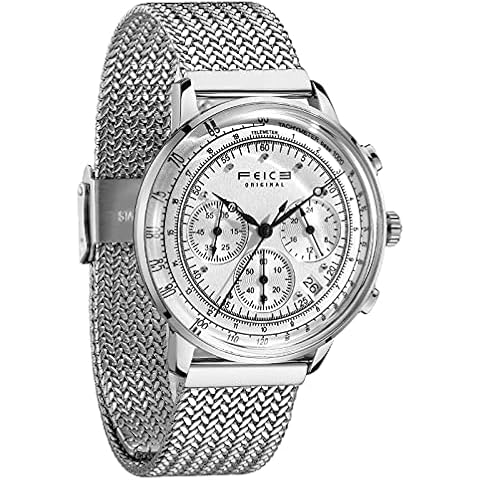 FEICE Men's Wrist Watch with Japanese Quartz Movement Date 24H Display-FS021 (FS303 Ss) Cover