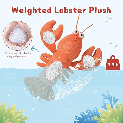 Image of Niuniu Daddy 20 inch 3.3 Pound Weighted Stuffed Animals Lobster for Kids Adults, Lobster Weighted Plushies Toy, Cute Body Pillow for Sleeping, Ocean Series Huggable Gift for Everyday Comfort