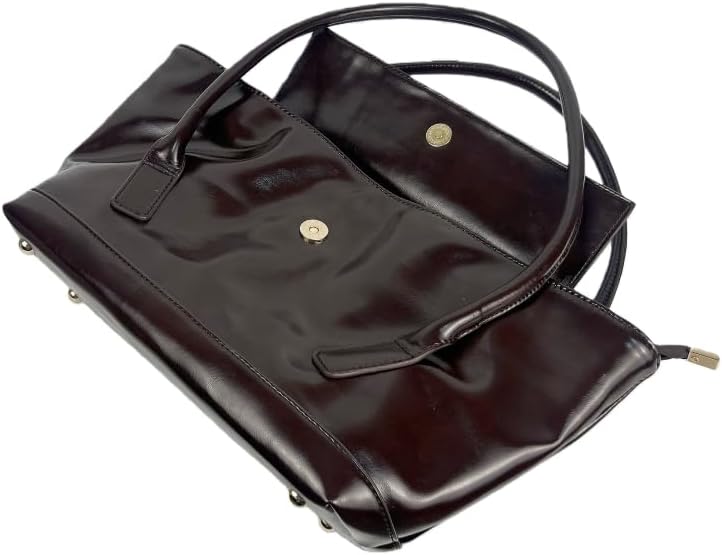 Classic Leather Tote Handbag, Professional Business Shoulder Bag with Double Handle, Premium Structured Design