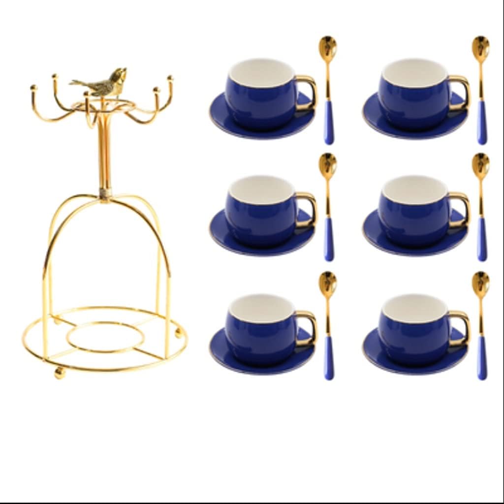 Tea Cup Set Ceramic Tea Cup Sets Cups and Saucer British Cups with Cup Holder for Tea Coffee Coffee Cup Set