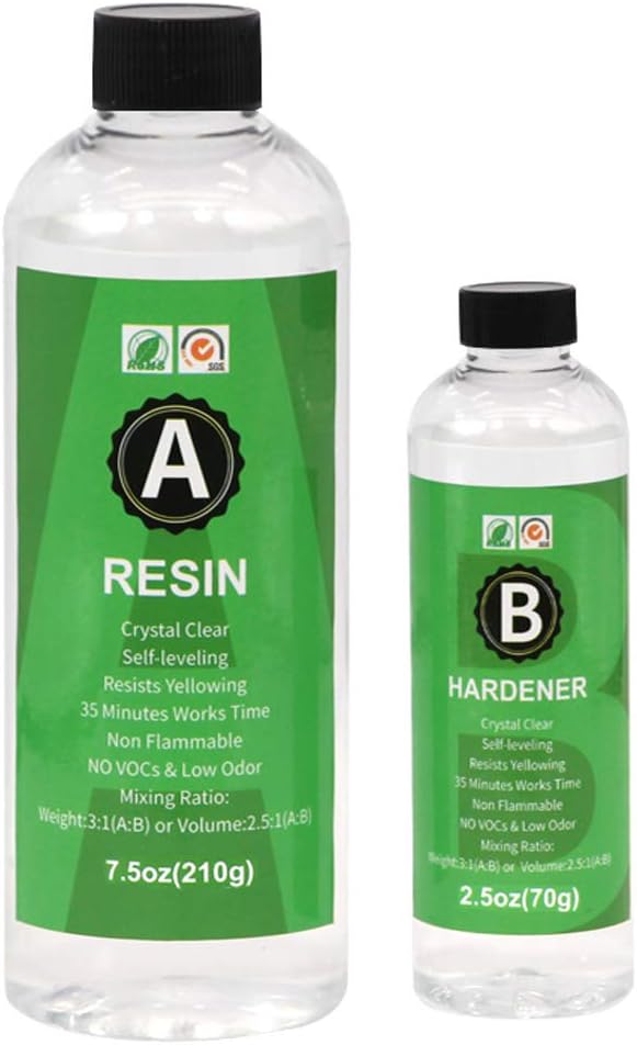 3:1 Epoxy Resin Kit Crystal Clear,Art Resin Epoxy Clear 2 Part Epoxy Casting Clear Casting Resin for Art, Jewelry, Crafts,Coating with Measuring Cups, Wooden Sticks and Rubber Gloves