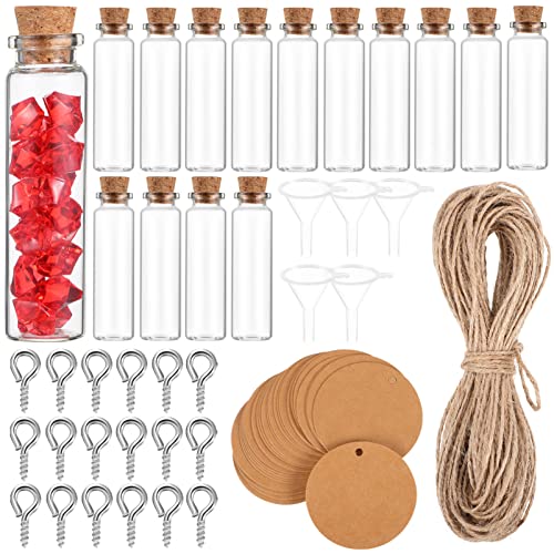 TOPPERFUN 1 juego Frascos de Vidrio Pequeños con Tapones de Corcho Etiquetas Kraft Tornillos y para Manualidades y Decoración