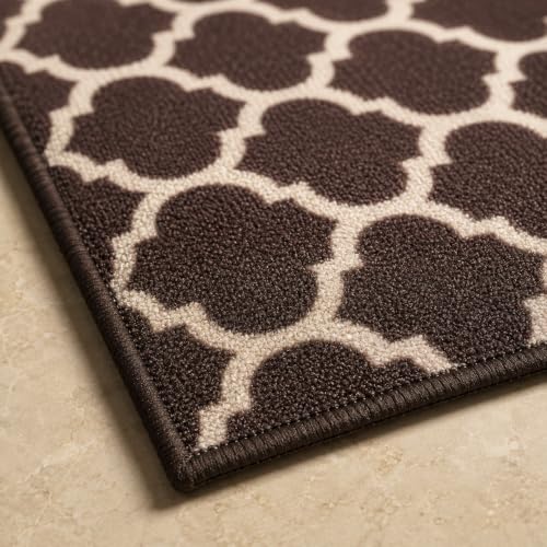 Image of Matz&More Anti Slip Multipurpose Floor Mat, 40x60cm, for Door, Entrance, Bathroom, Bedroom, Kitchen, Office, Trellis Dark Brown