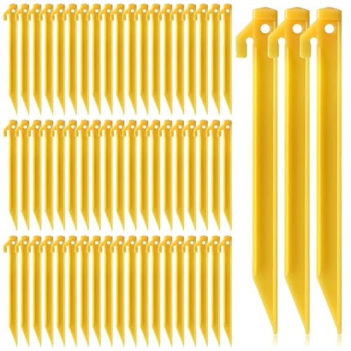 AOZUO 60 Pcs 9 Inch Plastic Tent Stakes Heavy Duty Beach Tent Pegs