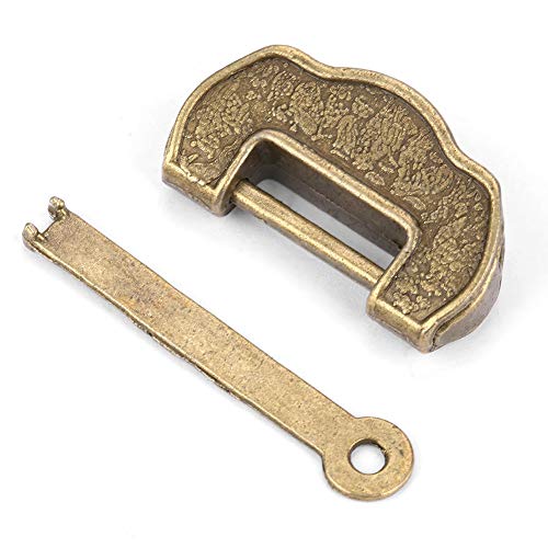 Image of Zinc Alloy Material Chinese Retro Bronze Color Brass Padlock Vintage Padlock for Mini Cabinet(Small)