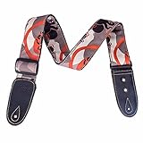 Mugig Guitar Strap Leisure Camouflage Style Wide and Soft Materail with Leather End for Bass & Electric Guitar(Red)