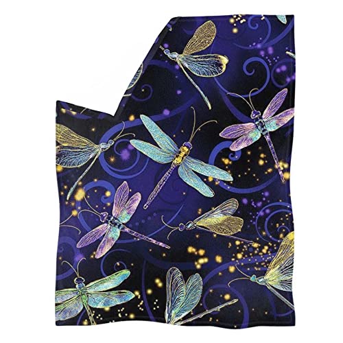 chaqlin Ladies Girls Cute Throw Blanket for Bedroom, Couch, Travel,Blue Dragonflies Printed Blanket Kids Children Bedding Couch School Office Sofa Chair Blankets,XXX-Large — image 1