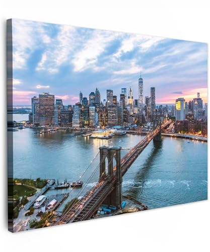 Tableaux art décoratif New York pour salon moderne et grand tableau skyline Brooklyn Bridge 70x50
