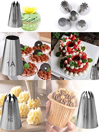 Hdujuan Eclair Churro Macaron-Stern-Spritztüllen, rund, zum Dekorieren von Kuchen, Cupcakes, Keksen, 5 Stück – Ansicht 2