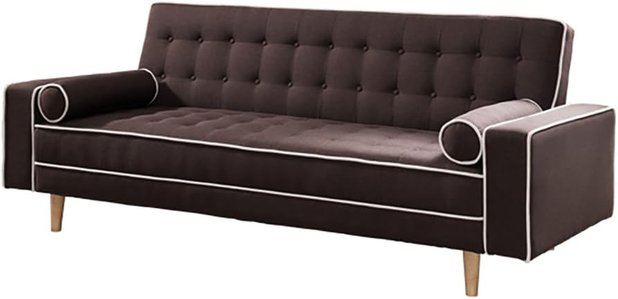 Castile Futon Sofa Bed with Matching Bolsters, Dark Brown