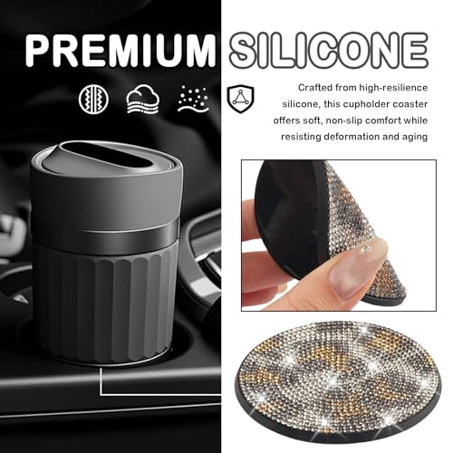 Juego de 2 portavasos leopardos con brillantina para autos miniatura 3