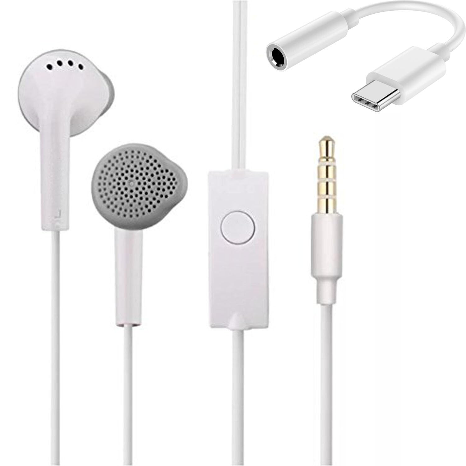 Type-C Earphones for Samsung Galaxy M16 5G / M 16 Earphones Original Like Wired in-Ear Headphones Stereo Deep Bass Headset Earbud with Type-C to 3.5mm Audio Jack, Mic (TYS3, White)-picture-14