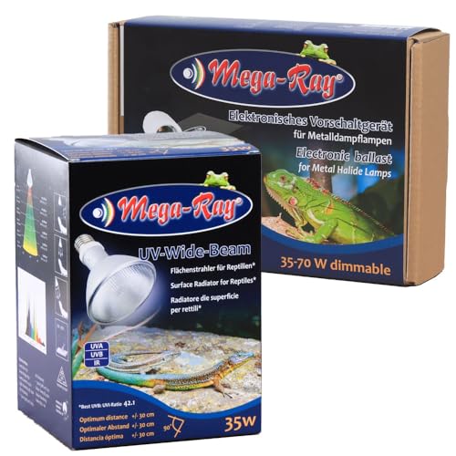 M&S Reptilien Mega Ray 35 Watt Set (Lampe + E 27 Fassung + Vorschaltgerät)
