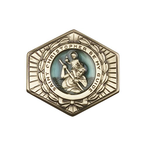 Bliss 1022EVG Antique Gold Tone St. Christopher Enameled Visor Clip cover