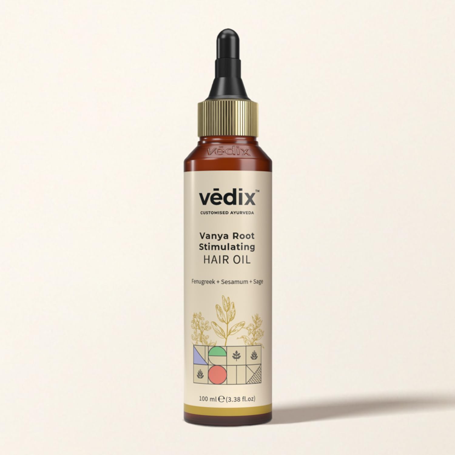 Vedix Vanya Root Stimulating Ayurvedic Hair Oil | Hair Growth Oil With Fenugreek + Sesamum + Sage - Customized Anti Hair Fall Control Oil - 100ml