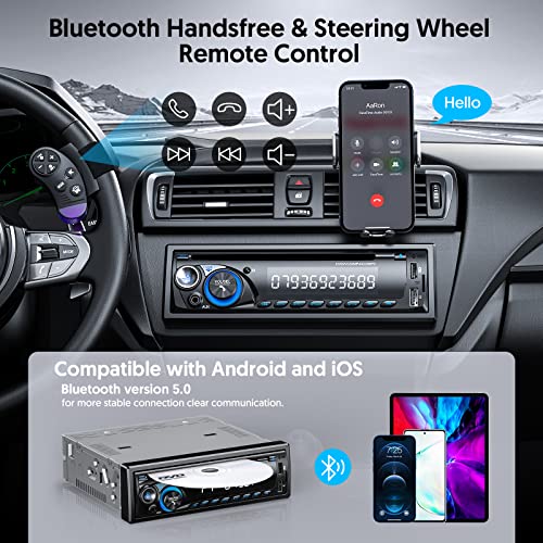 Chismos 9V-24V Car Stereo Radio Bluetooth with CD DVD Player,1DIN RDS/FM/AM Car Radio Bluetooth Handsfree 7 Colors MP3 Player with 2 USB/SD/AUX(Multi-coloured) - Image 2