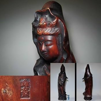 佐渡金工師 本間琢斎 造『斑紫銅 観音菩薩像』置物　高60㎝ 重7㎏ 佐渡金工師 本間琢斎 造『斑紫銅 観音菩薩像』置物 高60㎝ 重7