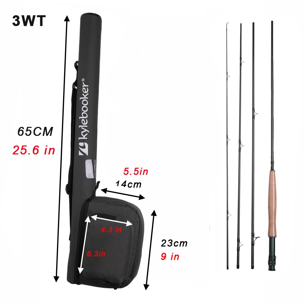 Kylebooker Fliegenfischrute mit Rolle Combo Kit 3/4/5/6/7/8 Gewicht Starter Fliegenfischen Outfit mit Rutentasche