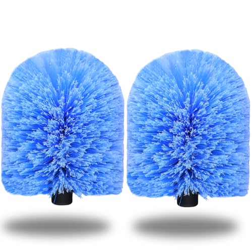2 Pack Twist-On Cobweb Duster Head Fits Standard 3/4 inch Threaded Poles Spider Web Duster Brush for Outdoor & Indoor Cleaning (Blue)