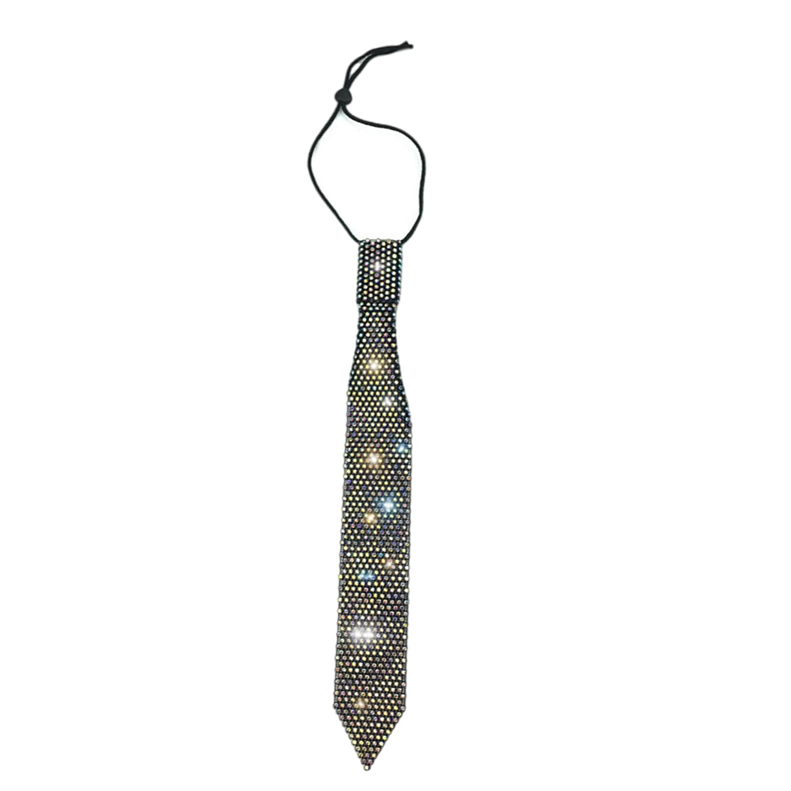 MICFENY Punk Necktie Necklace with Shimmering Rhinestones for Fashion Enthusiasts Crystal for Weddings and Parties