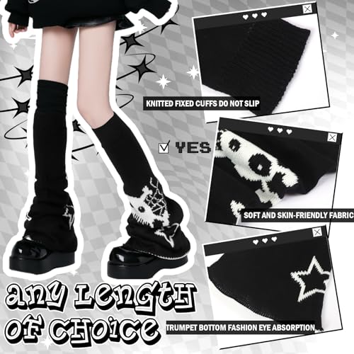 Image of Geyoga Y2k Accessories Harajuku Leg Warmers Gyaru Clothes Japanese Kawaii Girls Leg Warmers Goth Cute Lolita Knit Boot Socks