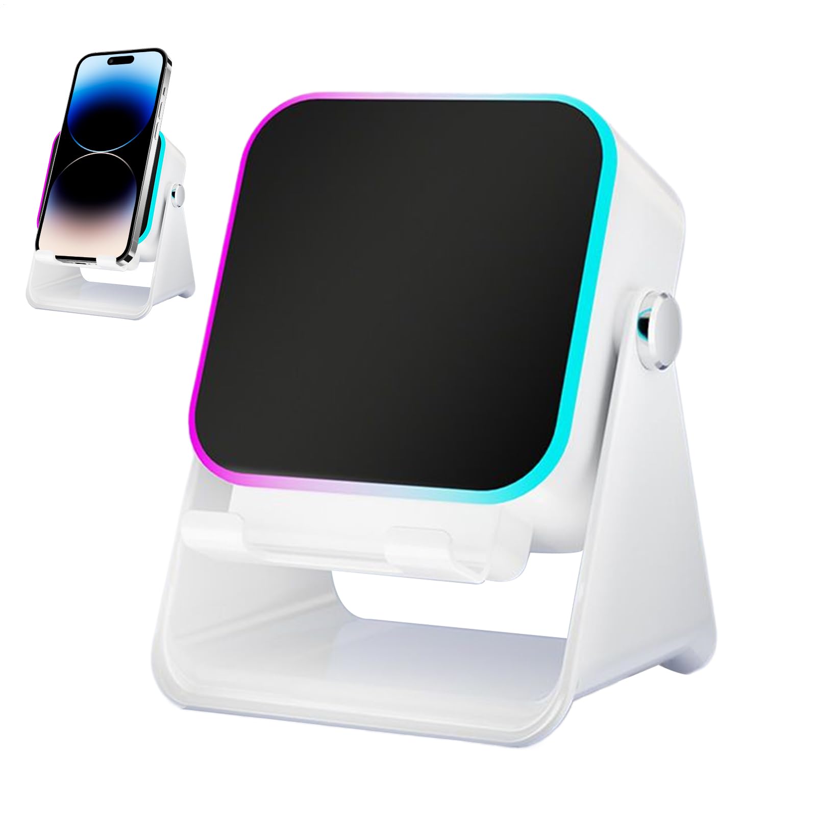 Altoparlante a induzione, supporto pieghevole con illuminazione, supporto per smartphone con altoparlante da 10 W, per casa, ufficio, viaggio, Natale, compleanno, uomini, donne, amici
