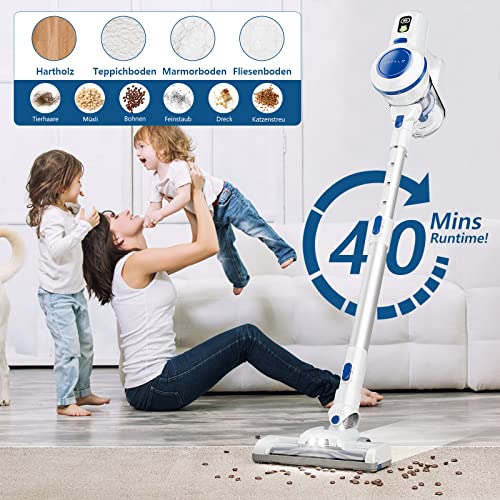 ORFELD Accustofzuiger, 23000 Pa draadloze stofzuiger, 6-in-1, tot 40 minuten looptijd, lichte draadloze stofzuiger met wandhouder, ultralichte accuzuiger voor harde vloeren, tapijt, dierenharen - Image 3