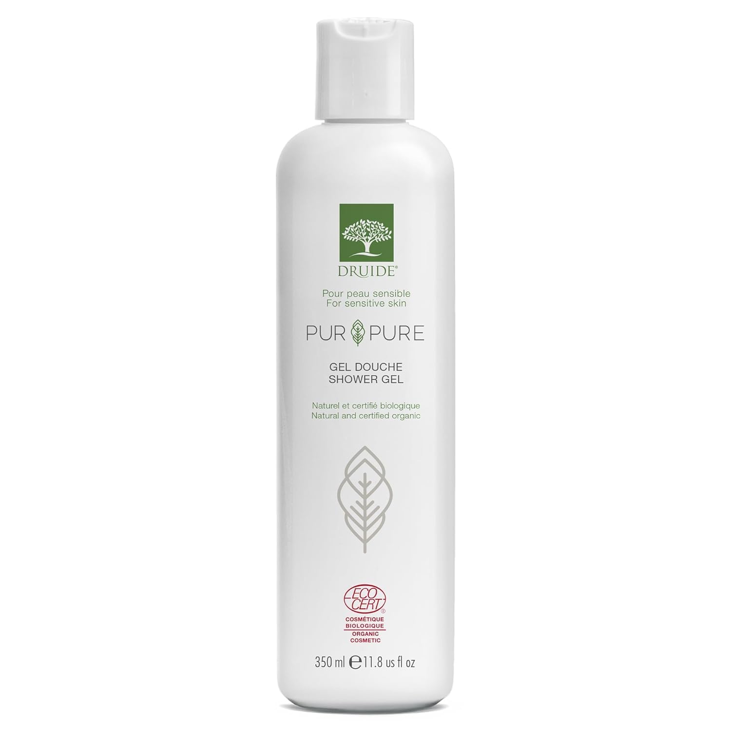 Laboratoires Druide Pur&Pure Shower Gel, Gentle 2-in-1 Body&Hair Shower Gel,Body Wash for Sensitive Skin Gentle & Sulfate-Free– 350 ml (11.8 oz Size