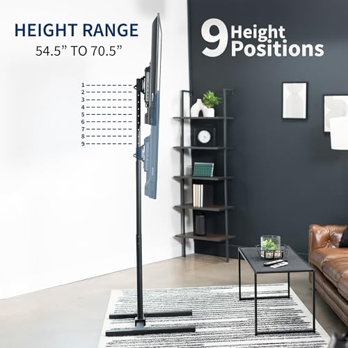 VIVO STAND-TV17 Support TV extra haut pour écrans de 13 à 50" jusqu'à 20 kg, LCD LED OLED 4K plats et incurvés, VESA max. 200x200 mm, poteau haut pour tapis de course et vélos elliptiques, noir – Image 4