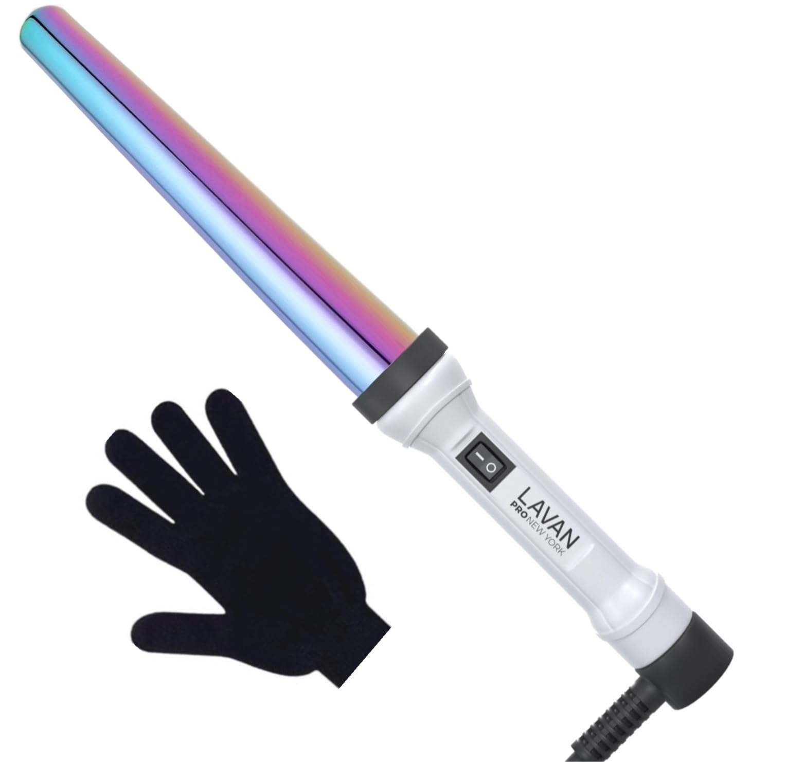 Curling Wand Ceramic Titanium with Glove | Titanium Curling Wand | Professional Hot Tool Curling Iron | Best Hair Curler Wand for Frizz Free Flawless Waves (0.75-1.25 Inch 19/32mm Rainbow)