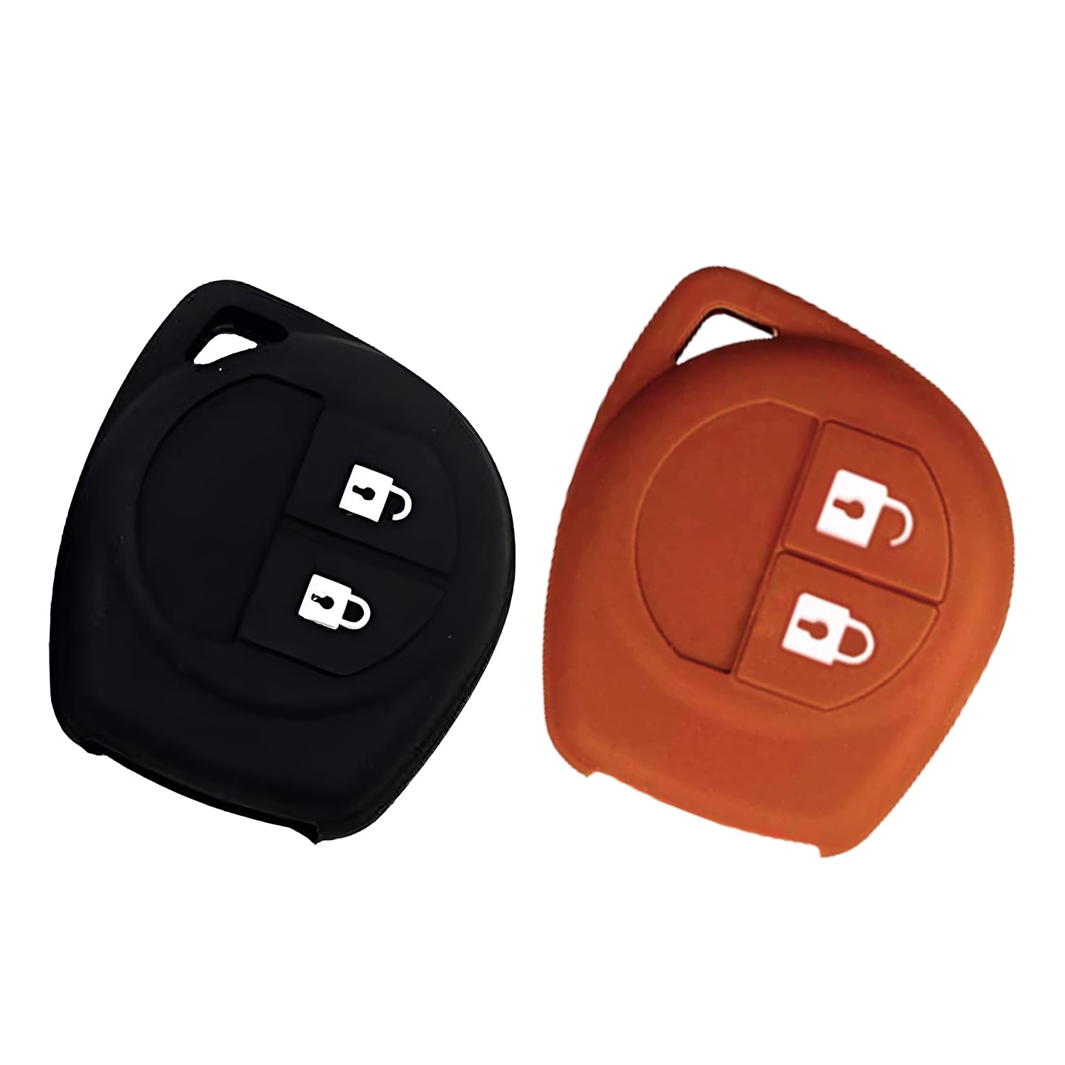 AUTOFRILL 2 Pcs Silicone Car Key Cover for Maruti Suzuki Baleno, Grand Vitara, XL6, Swift, Brezza, Ertiga, Dzire, Celerio, Ciaz, SX4, Ignis, S Presso, S Cross, Fronx 2 Button Key Cover (Black-Brown)