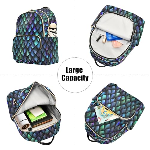 Image of Dragon Scale Mini Backpack Fashion Backpack Purse for Women,Handbag Shoulder Bag Casual Daypack, Ladies Gift for College Work (M)