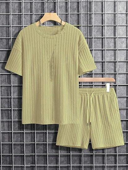 Image of Zilcon Men's 2 Pieces Outfits Casual Quarter Zip Polo Shirt and Shorts Set Athletic Jogging Summer Tracksuit