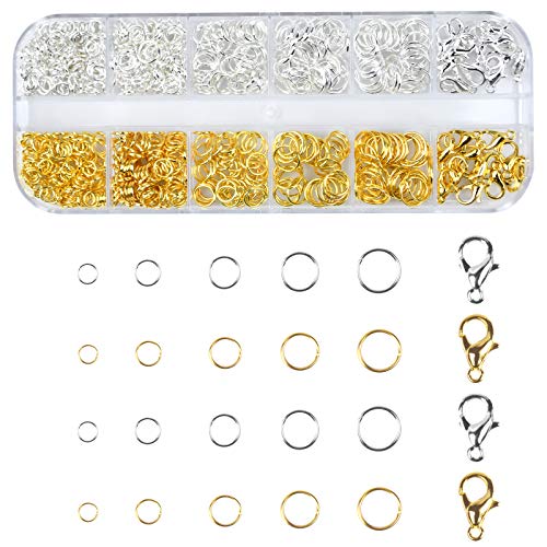 Tinsellns - 600 Stück Biegeringe Edelstahl, Schmuckherstellung Zubehör, 4-8 mm Spaltringe in Gold und Silber, DIY Schmuck Reparaturset, für Schlüsselanhänger & Schmuckdesign - -17%