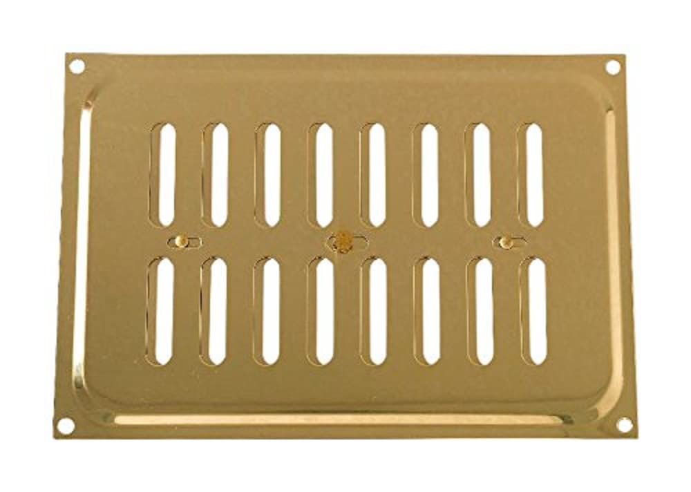 Merriway BH04351 9 x 6 inch Adjustable Sliding Hit and Miss Air Grille (Overall Vent Size: 240 x 165mm), Polished Solid Brass, 240 x 165 mm