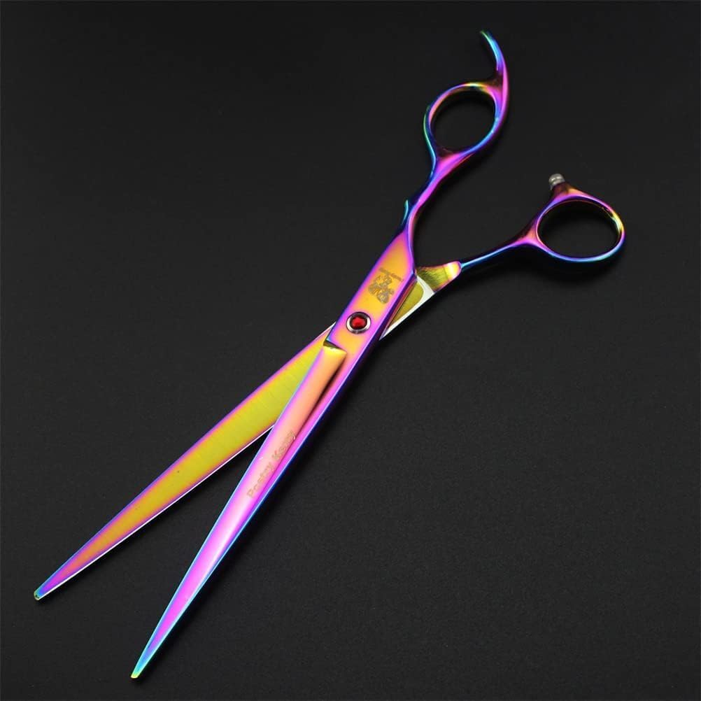 Set Forbici Toelettatura Cani Professionali in Acciaio Inossidabile con Pettine, Curve Dritte e Sfoltire per Toelettatura Cane e Animali Domestici