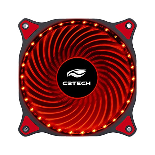 Cooler Fan C3Tech F7L130RD Storm 12cm - Com iluminação Led Vermelho 30Led Rolamento FDB 12v 1200RPM