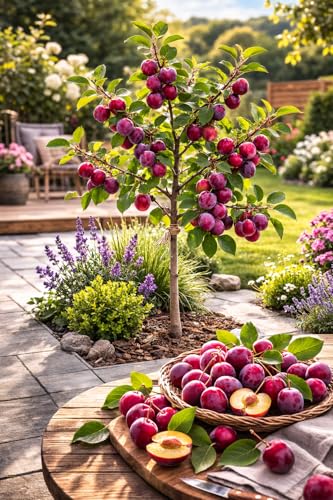Pflaumenbaum 'Königin Viktoria' – 120 cm | Selbstbestäubend | Süße & Saftige Früchte | Prunus domestica 'Victoria' | Ideal für Garten & Kübel