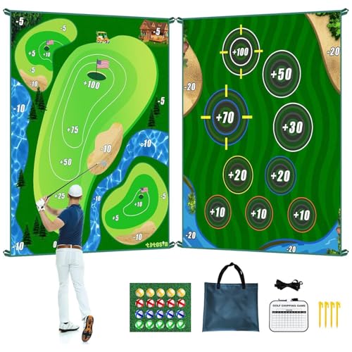 Bemonew Sticky Golf Chipping Mat Golf Chipping Game Double Sided Game Mat with Sticky Balls Indoor & Outdoor Practice for Backyard Lawn Office Fun