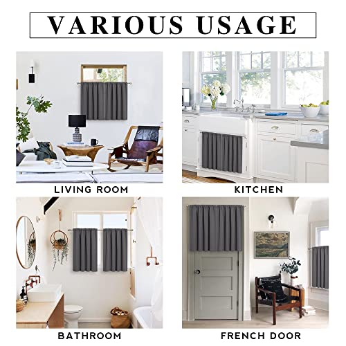 RYB HOME Blackout Curtains for Living Room, Large Window Shades for Bay Window Dining Parlor Bedroom Patio Door, Wide 34 x Long 80 inches, Grey, 2 Panels