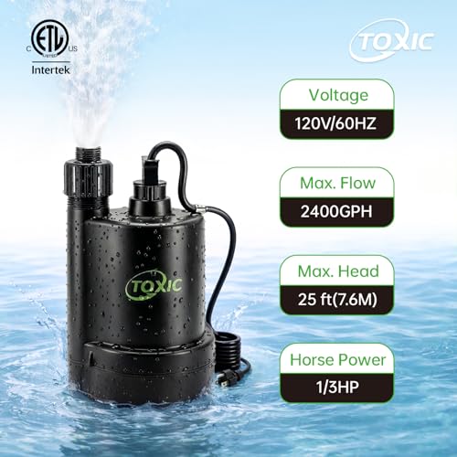 Image of 1 /3 HP Submersible Sump Pump 2400 GPH Water Utility Pump