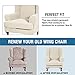 H.VERSAILTEX 2 Piece Stretch Jacquard Wingback Chair Covers Slipcovers Wing Chair Covers (Base Cover Plus Seat Cushion Cover) Furniture Covers Form Fitted Thick Soft, Biscotti Beige